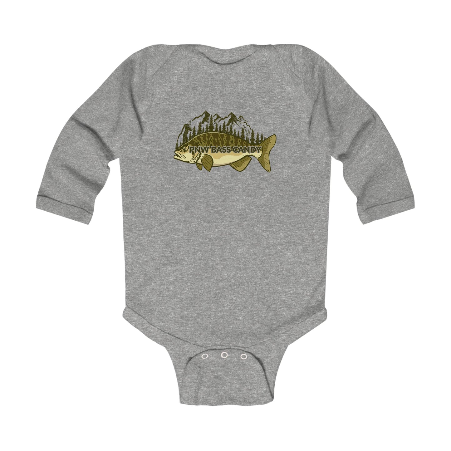 Infant Bodysuit — “Born to Fish” Woodland Fish Graphic Long Sleeve Baby Onesie