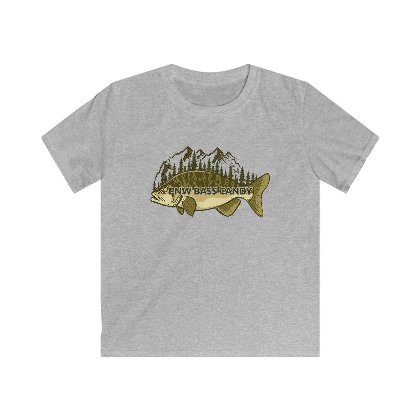 Kids Bass & Mountains Tee – PNW Fishing Graphic Shirt