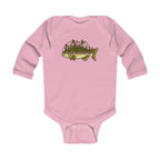 Infant Bodysuit — “Born to Fish” Woodland Fish Graphic Long Sleeve Baby Onesie