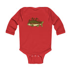 Infant Bodysuit — “Born to Fish” Woodland Fish Graphic Long Sleeve Baby Onesie