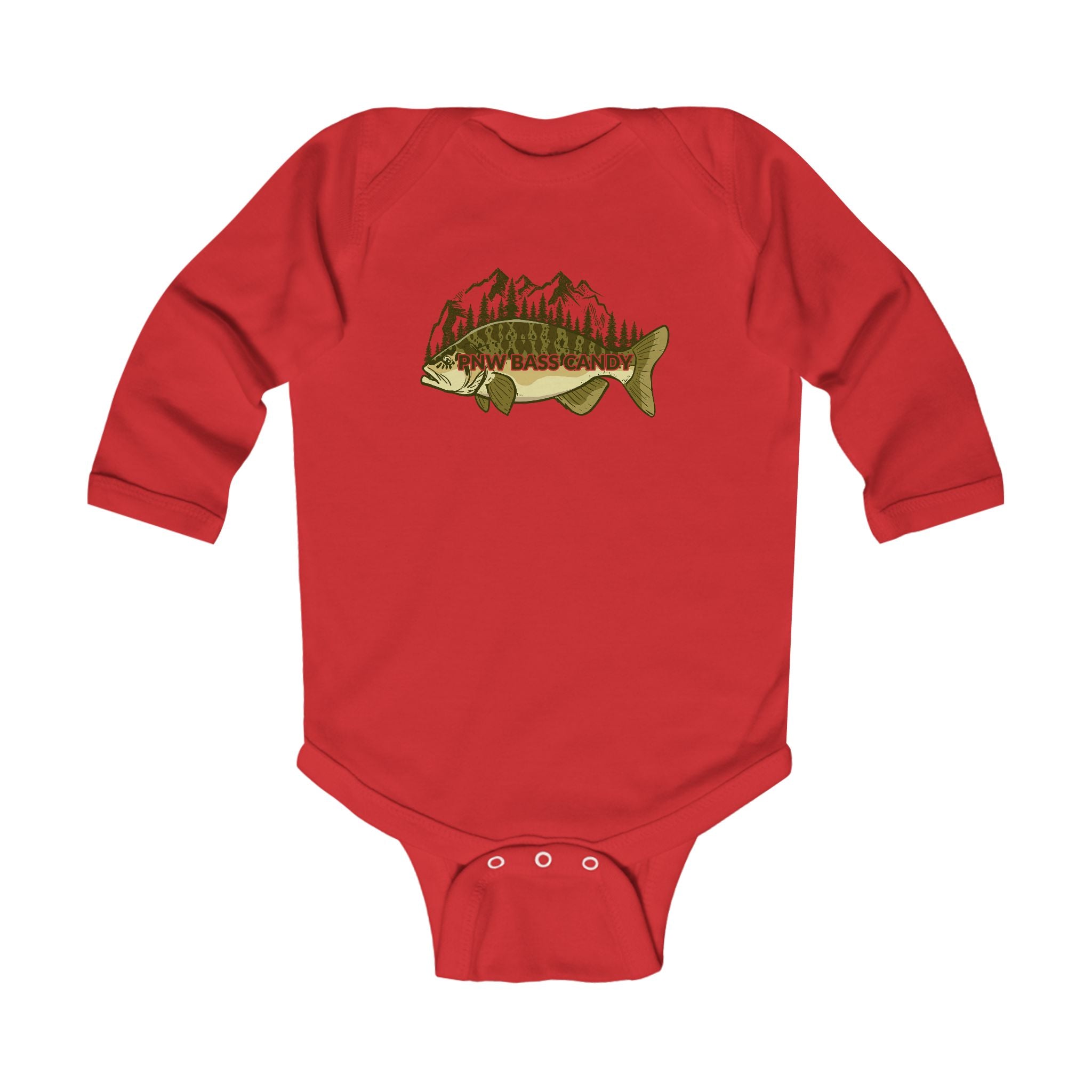 Infant Bodysuit — “Born to Fish” Woodland Fish Graphic Long Sleeve Baby Onesie