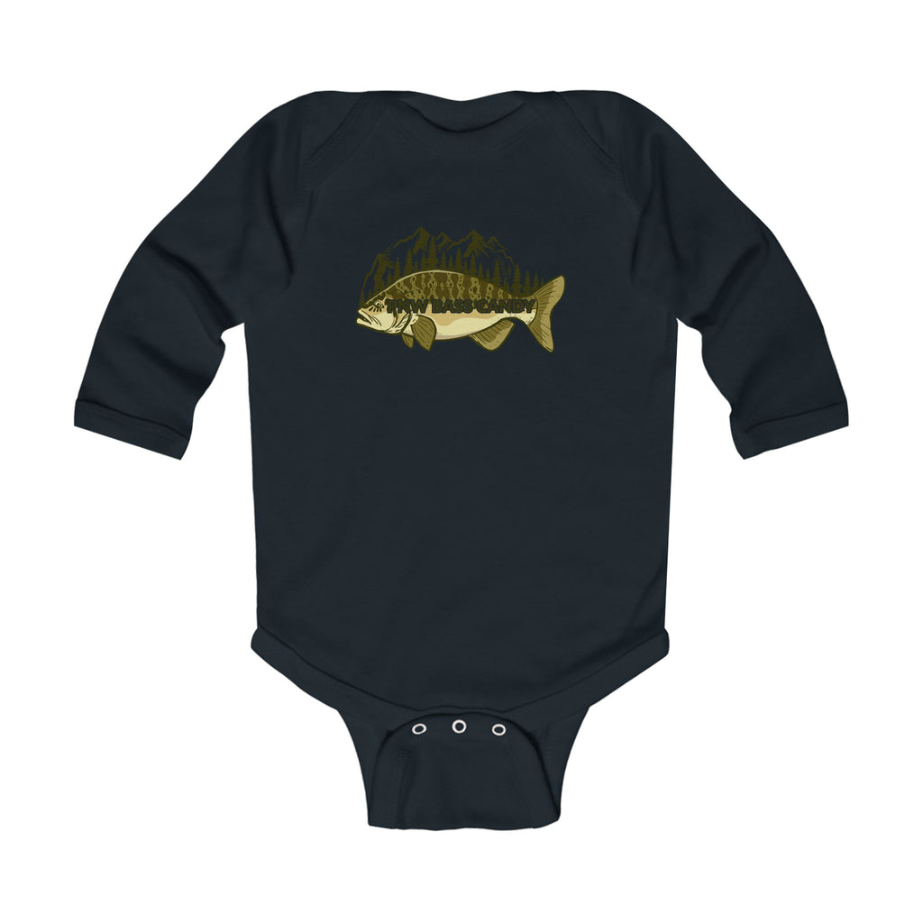 Infant Bodysuit — “Born to Fish” Woodland Fish Graphic Long Sleeve Baby Onesie