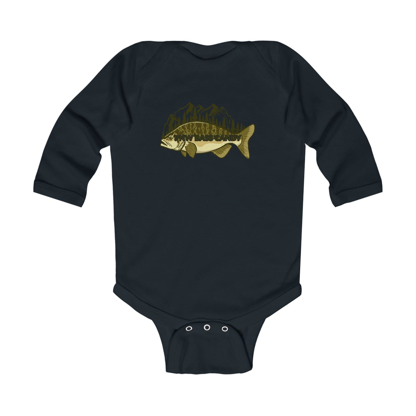 Infant Bodysuit — “Born to Fish” Woodland Fish Graphic Long Sleeve Baby Onesie